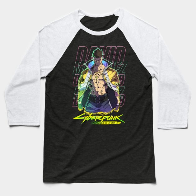 Cyberpunk Edgerunners David Baseball T-Shirt by KokkaiBlack